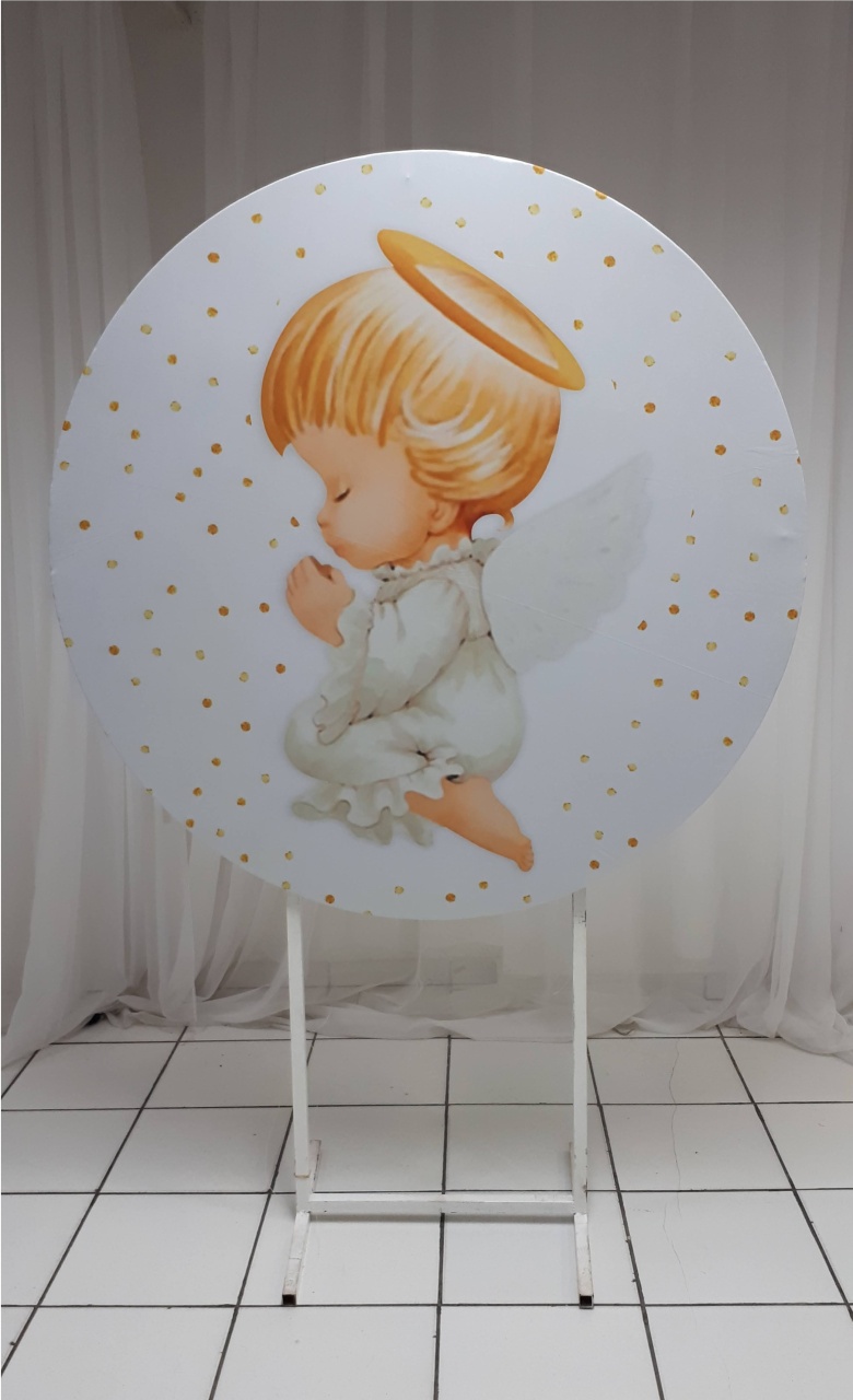 Painel Sublimado Redondo Anjinho (Eucaristia) 1,30M    - BB Festas Aluguel 