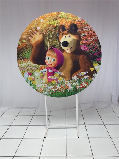 Painel Sublimado Redondo Masha E O Urso 1,30Cm - BBFestasAluguel 