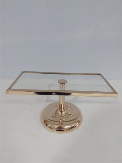 Porta Doce Retangular Vidro Com Borda Dourada Alt11Cm 13Cm X 25Cm - BB Festas Aluguel 