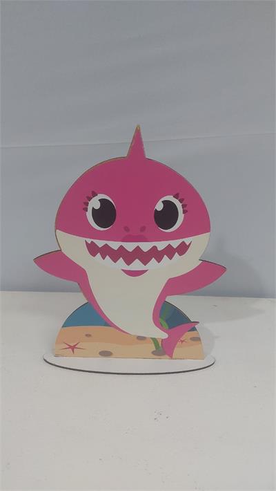 Totem Baby Shark Rosa 30Cm X 23Cm - BBFestasAluguel 