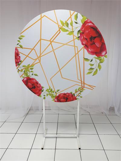 Painel Sublimado Redondo Rosas Vermelhas 1,30Cm - BB Festas Aluguel 