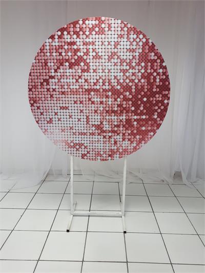 Painel Sublimado Redondo Globo Discoteca Rosa 1,30Cm - BB Festas Aluguel 