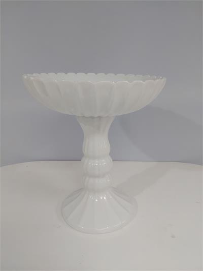 Porta Doce Alto Fundo Trabalhado Branco 30Cm X 25Cm - BB Festas Aluguel 