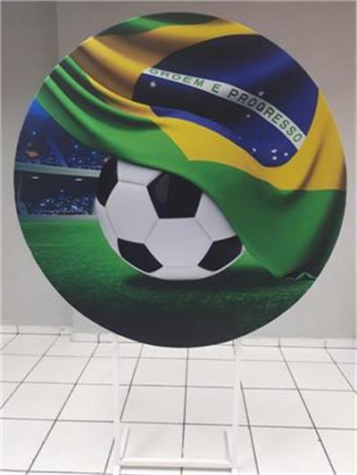 Painel Sublimado Redondo Bola Com Bandeira Do Brasil 1,30Cm - BB Festas Aluguel 