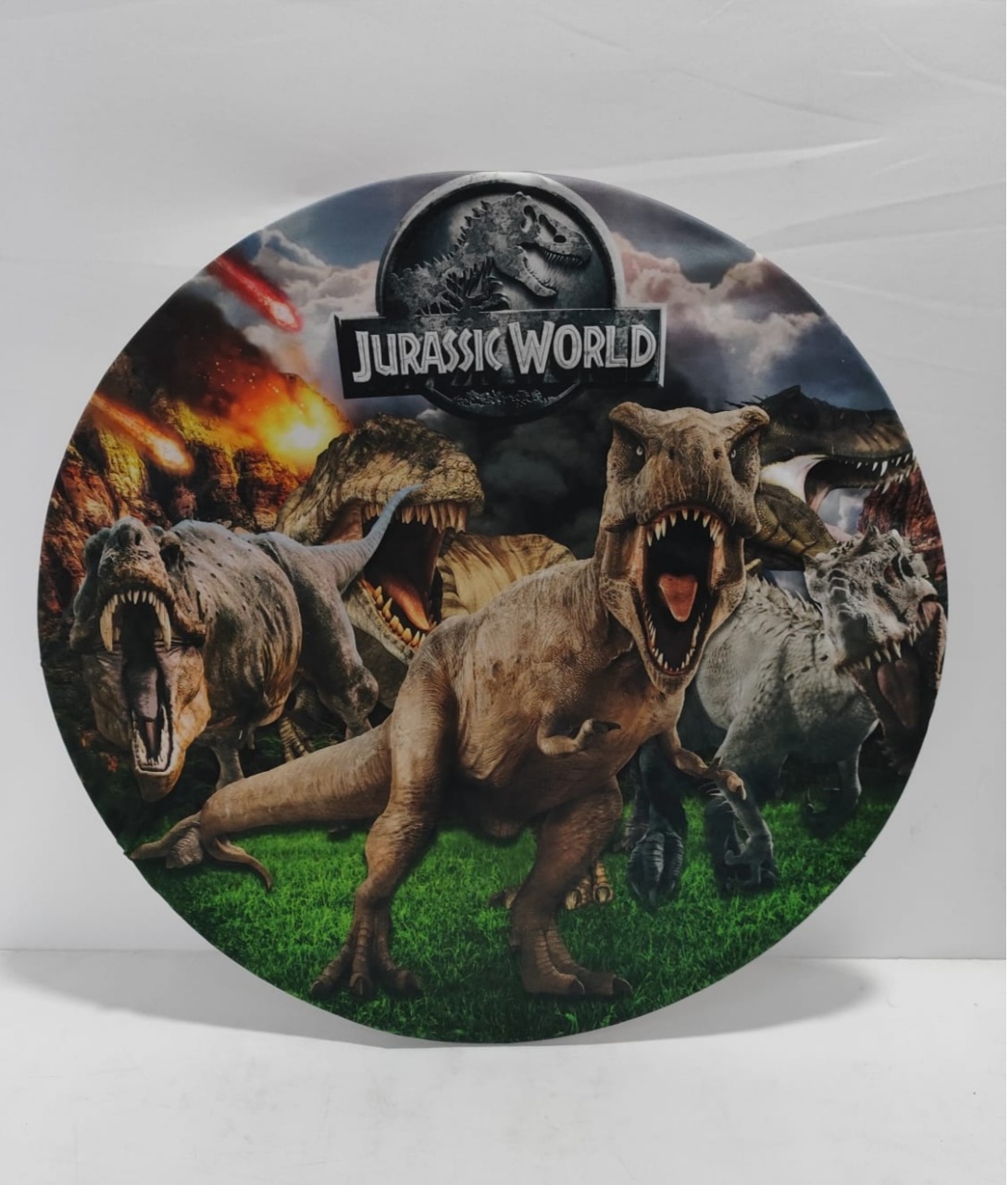 Painel Sublimado Redondo Dinossauros Jurassic Word 60Cm - BBFestasAluguel 