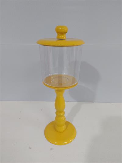 Bomboniere Acetato Pé Torneado Com Mdf Amarelo 36Cm X 12Cm - BB Festas Aluguel 