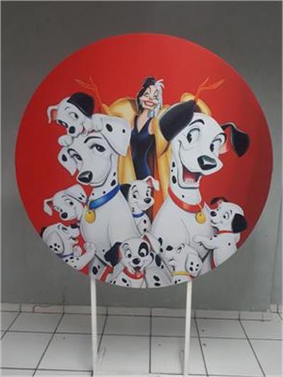 Painel Sublimado Redondo 101 Dalmatas 1,30Cm - BB Festas Aluguel 