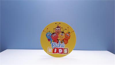 Painel Sublimado Redondo Bichi Kids 60Cm - BB Festas Aluguel 