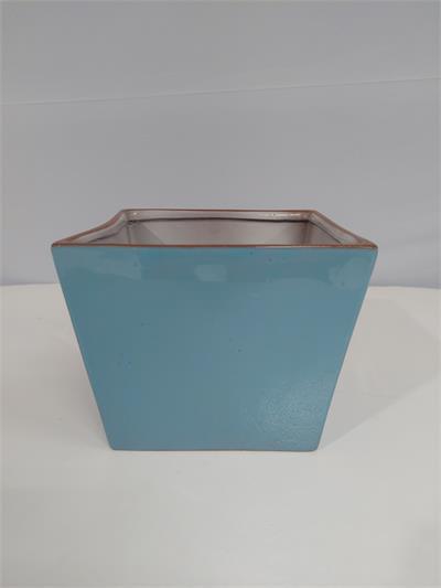 Cachepo Quadrado Azul Alt13Cm 16Cm X 16Cm - BB Festas Aluguel 