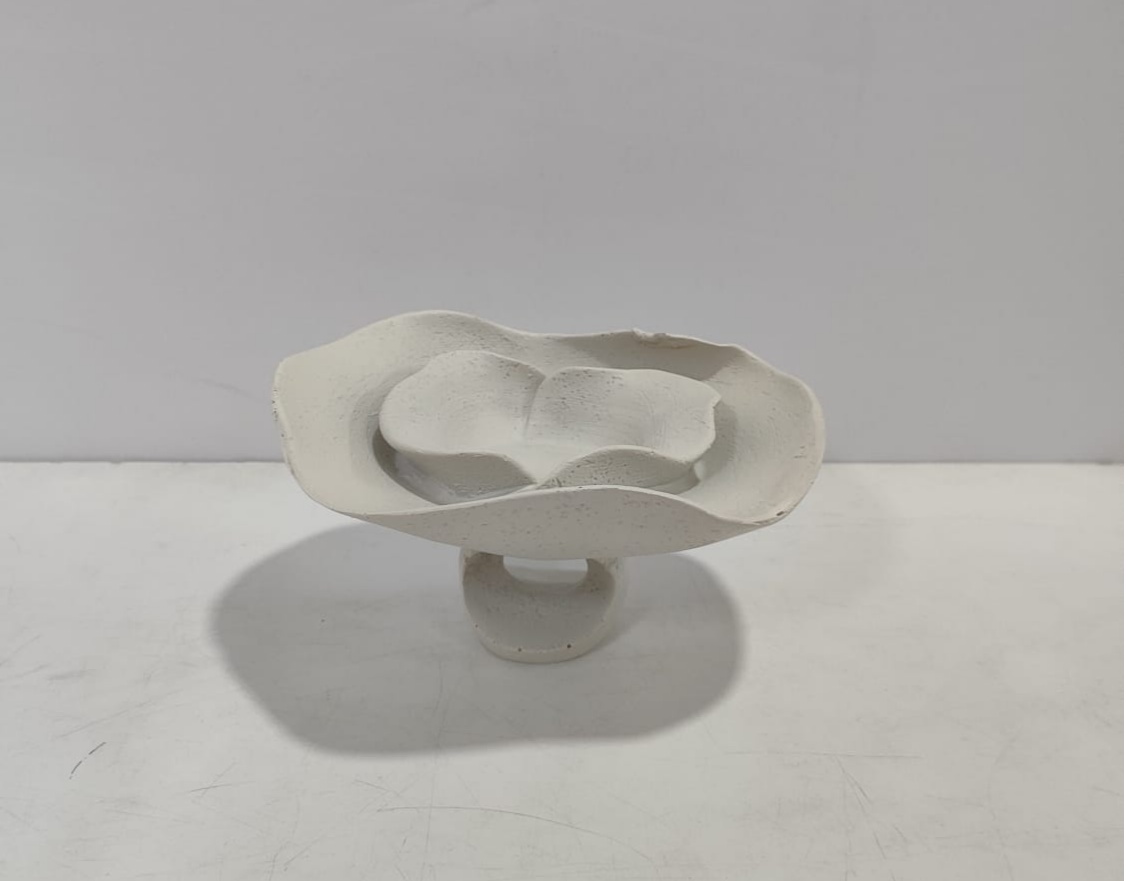 Porta Doce Orgânico Flor Branco P 10Cm Alt X 18Cm X 18Cm - BBFestasAluguel 