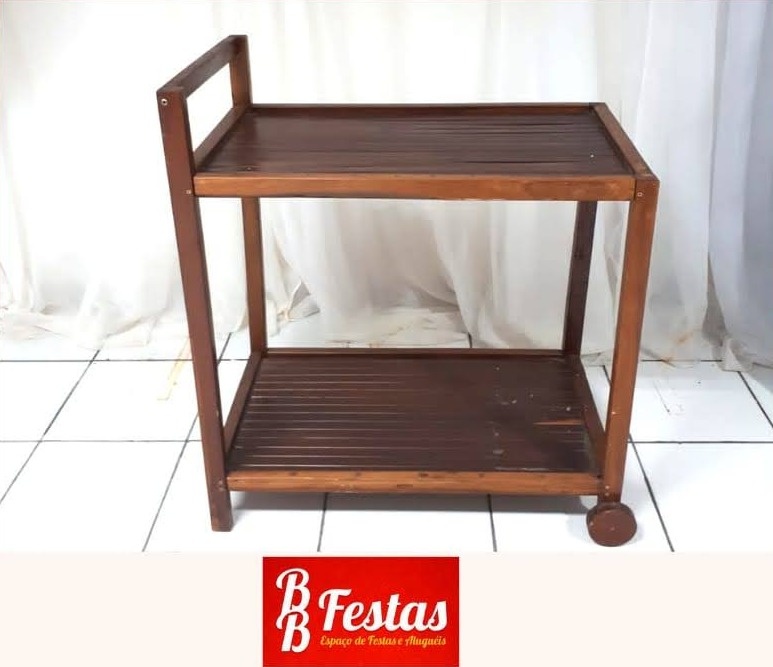 Mesa Carrinho Bar 80Cm X 1M X 50Cm  - BB Festas Aluguel 