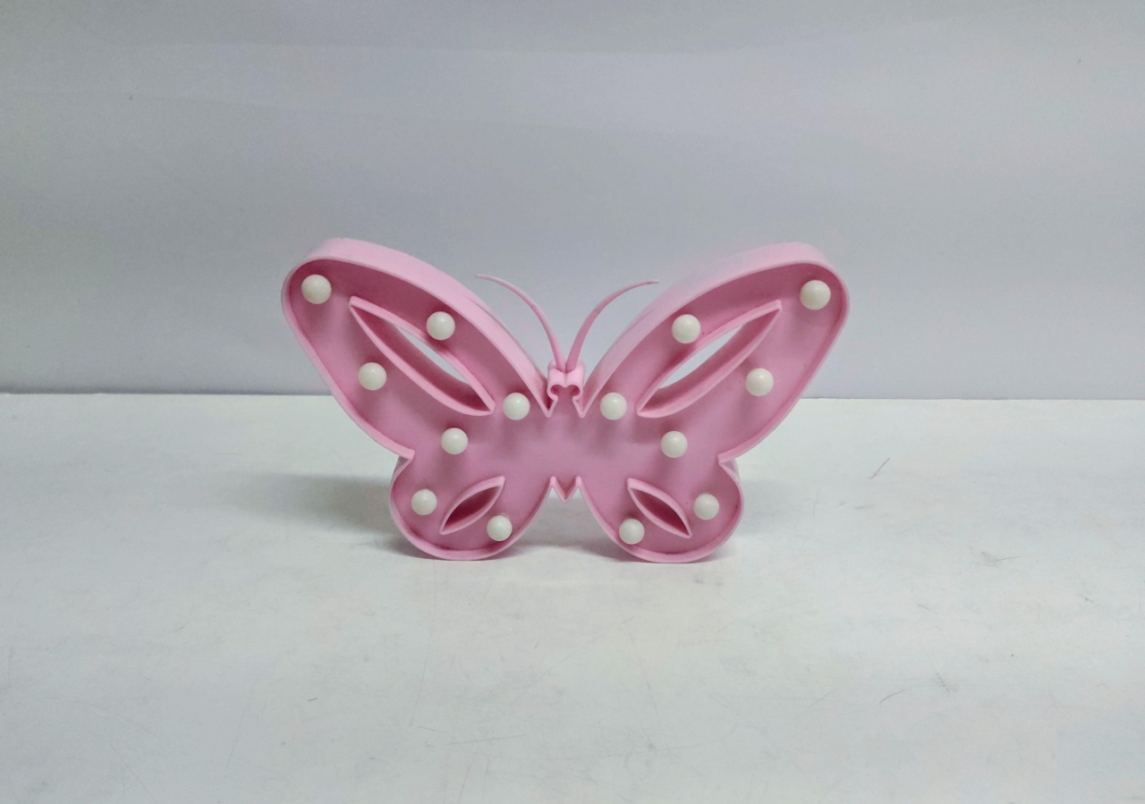 Luminária de Led Borboleta Rosa 17Cm Alt X 27Cm Larg  - BB Festas Aluguel 