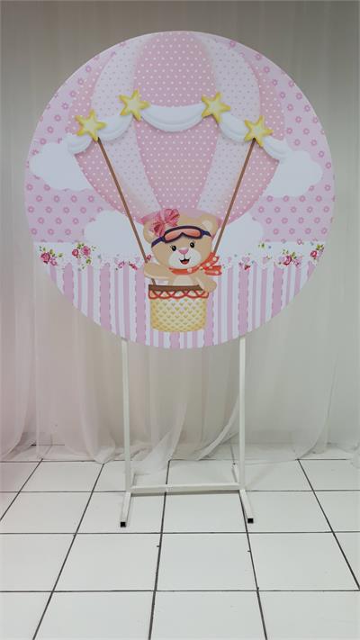 Painel Sublimado Redondo Ursa Baloeira 1,30Cm - BB Festas Aluguel 