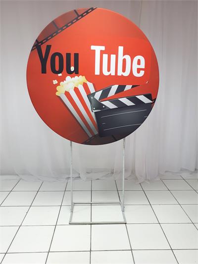 Painel Sublimado Redondo Youtube 1,30Cm - BB Festas Aluguel 