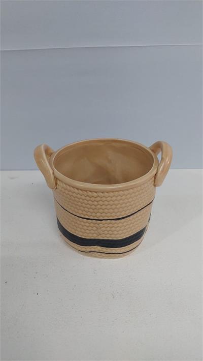 Cachepo Cesto Com Alça Bege Com Preto 13Cm X 13Cm - BB Festas Aluguel 