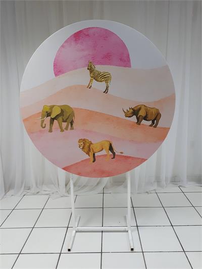Painel Sublimado Redondo Safari 2 1,30Cm - BB Festas Aluguel 