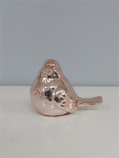 Pássaro Louça Rosé Brilhante Alt 10Cm X 11Cm X 8Cm - BB Festas Aluguel 