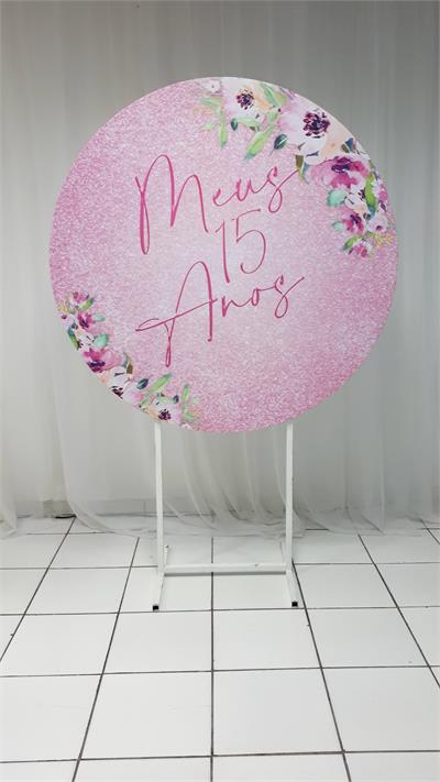Painel Sublimado Redondo 15 Anos 1,30Cm - BB Festas Aluguel 