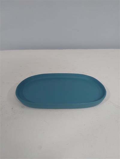 Bandeja Fosca Oval Azul Turquesa Alt2Cm 12Cm X 20Cm - BB Festas Aluguel 