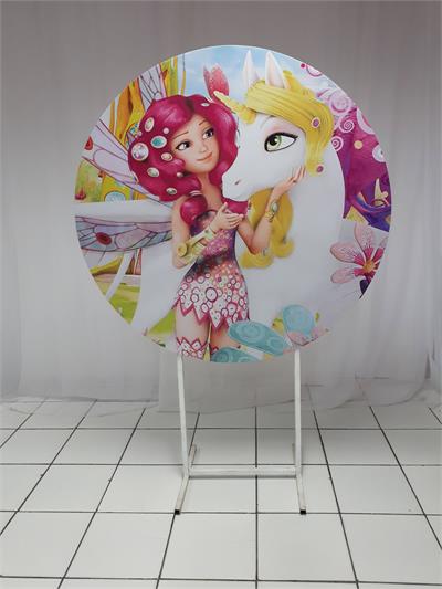 Painel Sublimado Redondo Mundo de Mia 1,30Cm - BB Festas Aluguel 