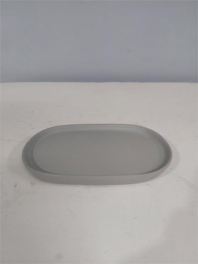 Bandeja Fosca Oval Cinza Alt2Cm 12Cm X 20Cm - BB Festas Aluguel 
