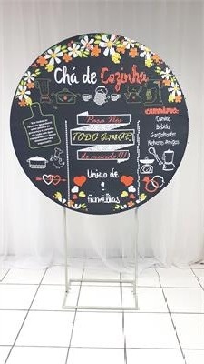 Painel Sublimado Redondo Cha de Panela 3 1,30Cm - BB Festas Aluguel 
