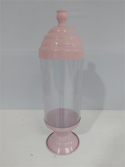 Bomboniere Alto Acetato Com Metal Rosa Claro 40Cm X 12Cm - BB Festas Aluguel 