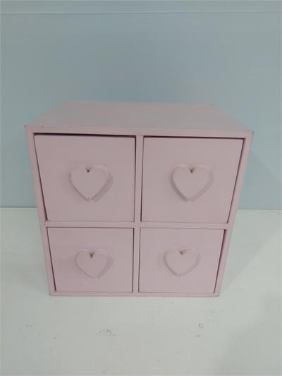 Comoda de Mesa Com 4 Gavetas de Mesa Rosa Claro Alt 20Cm X 20Cm X 20Cm - BB Festas Aluguel 