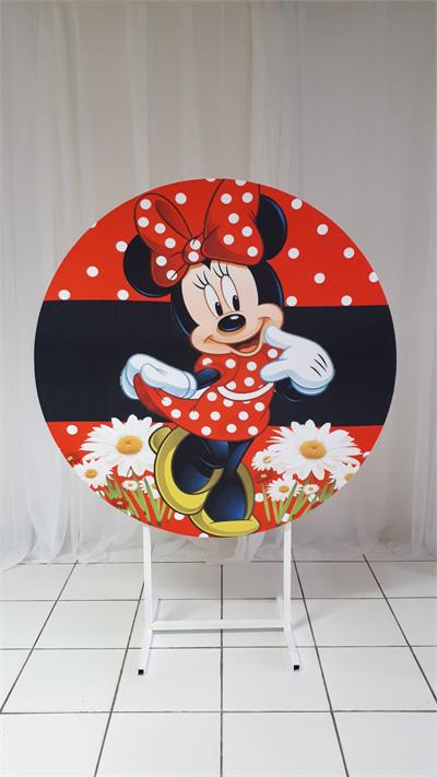 Painel Sublimado Redondo Minne Vermelha 1,30Cm - BB Festas Aluguel 