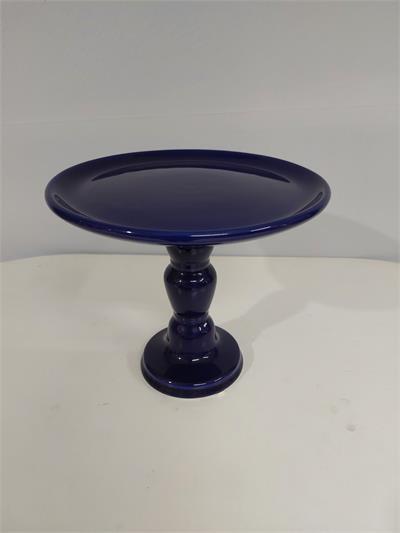 Porta Doce Médio Alto Pé Torneado Azul Royal 20Cm X 23Cm - BB Festas Aluguel 
