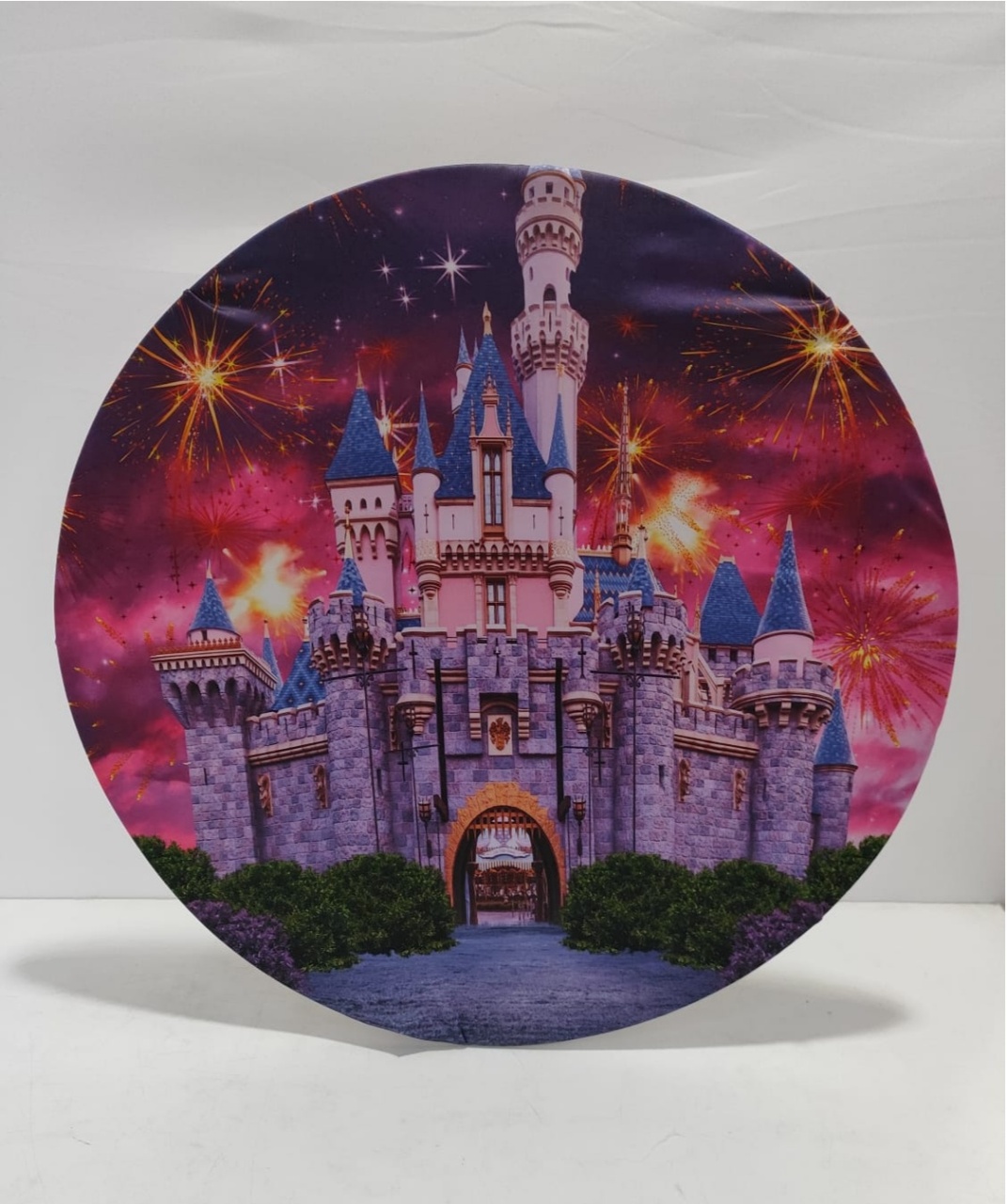 Painel Sublimado Redondo Castelo das Princesas 60Cm - BBFestasAluguel 