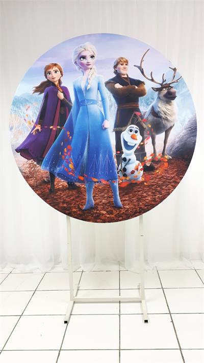 Painel Sublimado Redondo Frozen 1,30Cm - BB Festas Aluguel 