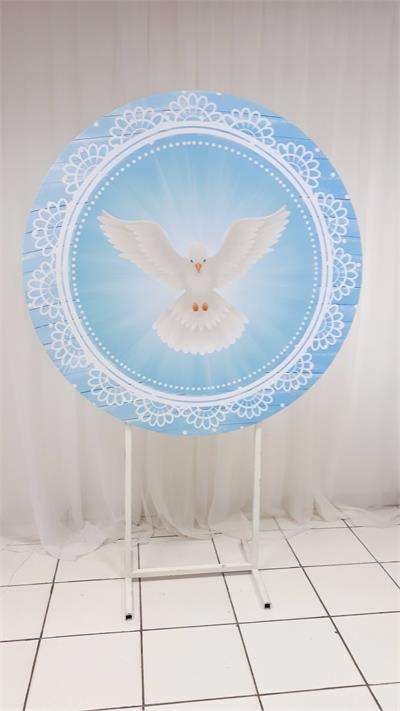 Painel Sublimado Redondo Espirito Santo 2 (Eucaristia) 1,30Cm - BB Festas Aluguel 