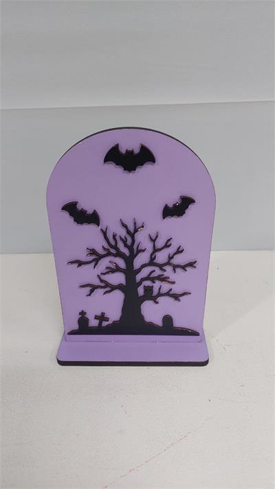 Totem Cemitério Em Mdf (Halloween) 22Cm X 15Cm - BBFestasAluguel 
