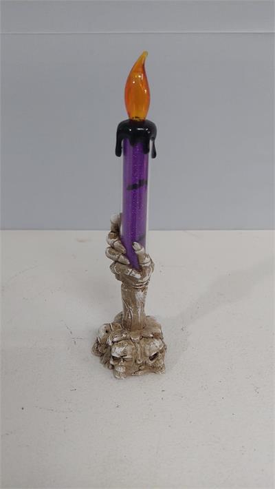Vela Violeta Na Mão de Esqueleto (Halloween) 20Cm X 5Cm - BB Festas Aluguel 