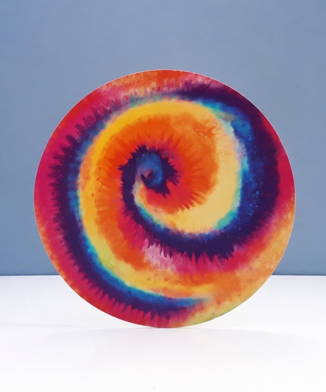Painel Sublimado Redondo Tie Die Arco Iris Espiral 60Cm  - BBFestasAluguel 