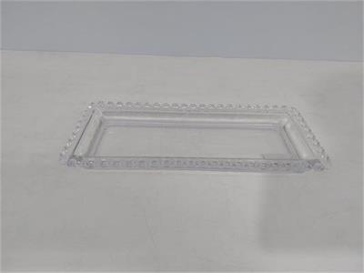 Bandeja Retangular Vidro Com Coração Alt3Cm 12Cm X 30Cm - BB Festas Aluguel 