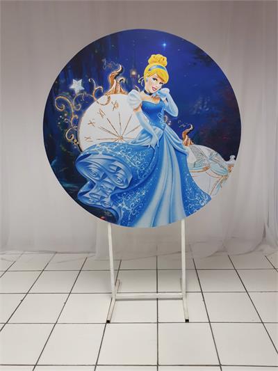 Painel Sublimado Redondo Cinderela 1,30Cm - BB Festas Aluguel 