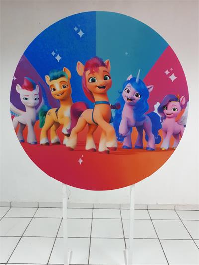 Painel Sublimado Redondo Turma My Little Pony 1,30Cm - BB Festas Aluguel 