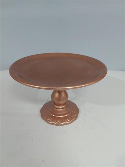 Porta Doce Baixo Pé Torneado Rosé Gold 15Cm X 23Cm - BB Festas Aluguel 