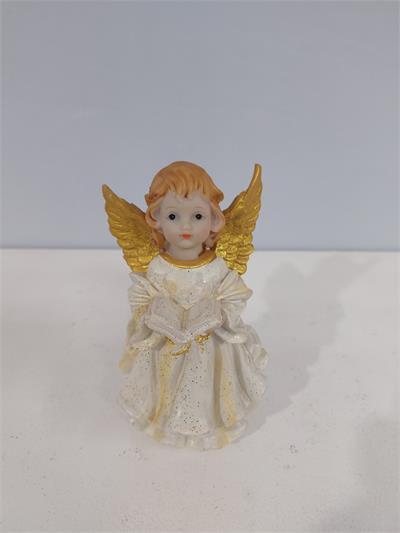 Anjo Dourada Segurando Bíblia  Alt 16Cm X 10Cm X 8Cm - BB Festas Aluguel 