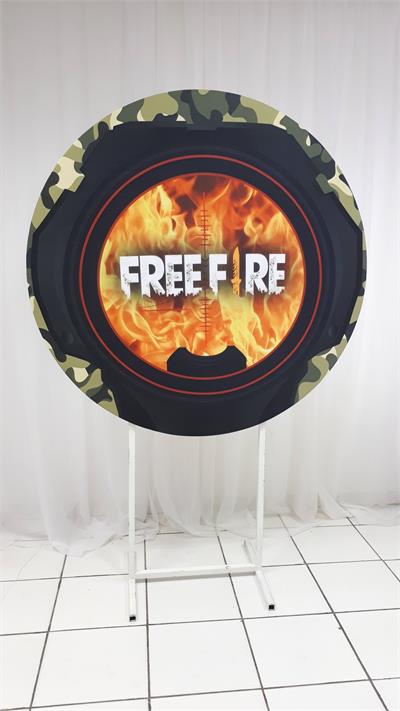 Painel Sublimado Redondo Free Fire 1,30Cm - BB Festas Aluguel 