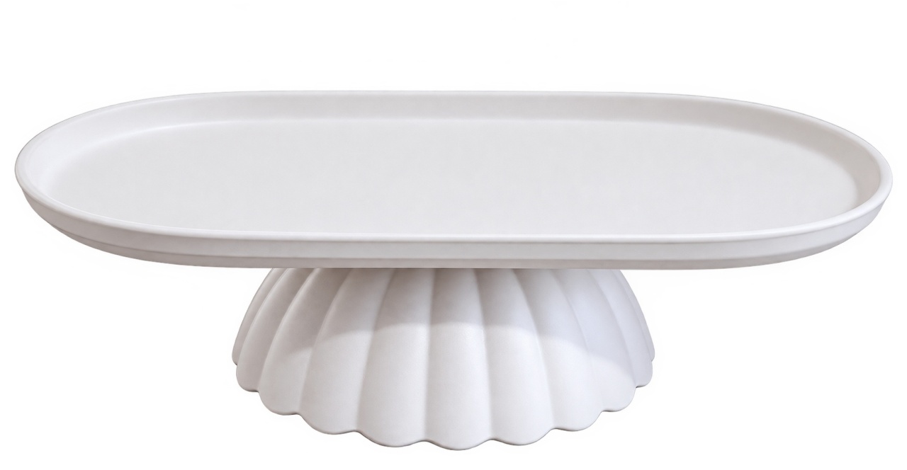 Bandeja Melanina Oval Com Pé - Nude - lucia mendonça decoraçoes