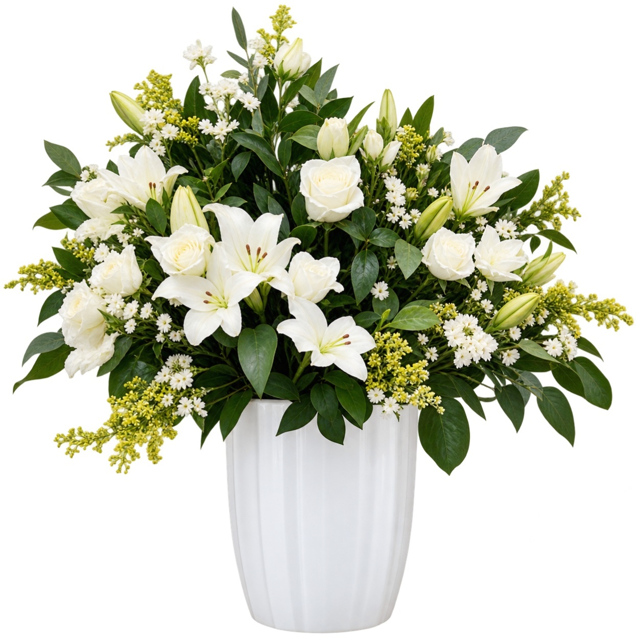 Arranjo Branco P +Vaso P - lucia mendonça decoraçoes