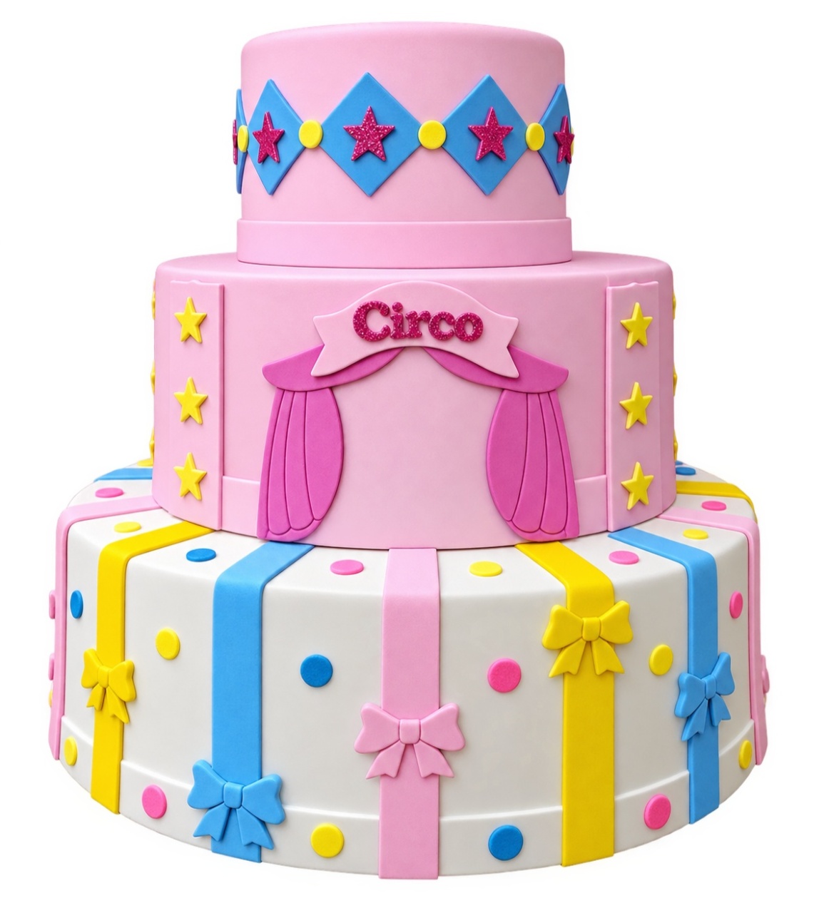 Bolo  Circo Rosa - lucia mendonça decoraçoes
