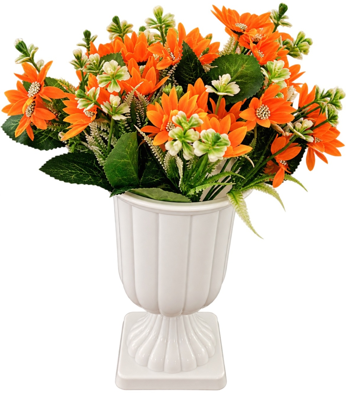 Arranjo Margaridas Laranja + Vaso Branco P - lucia mendonça decoraçoes