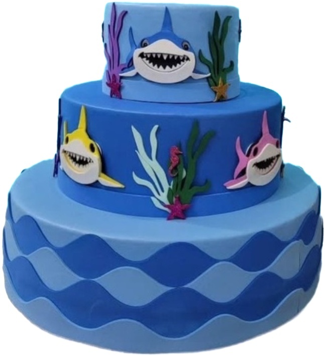 Bolo Baby Shark - lucia mendonça decoraçoes