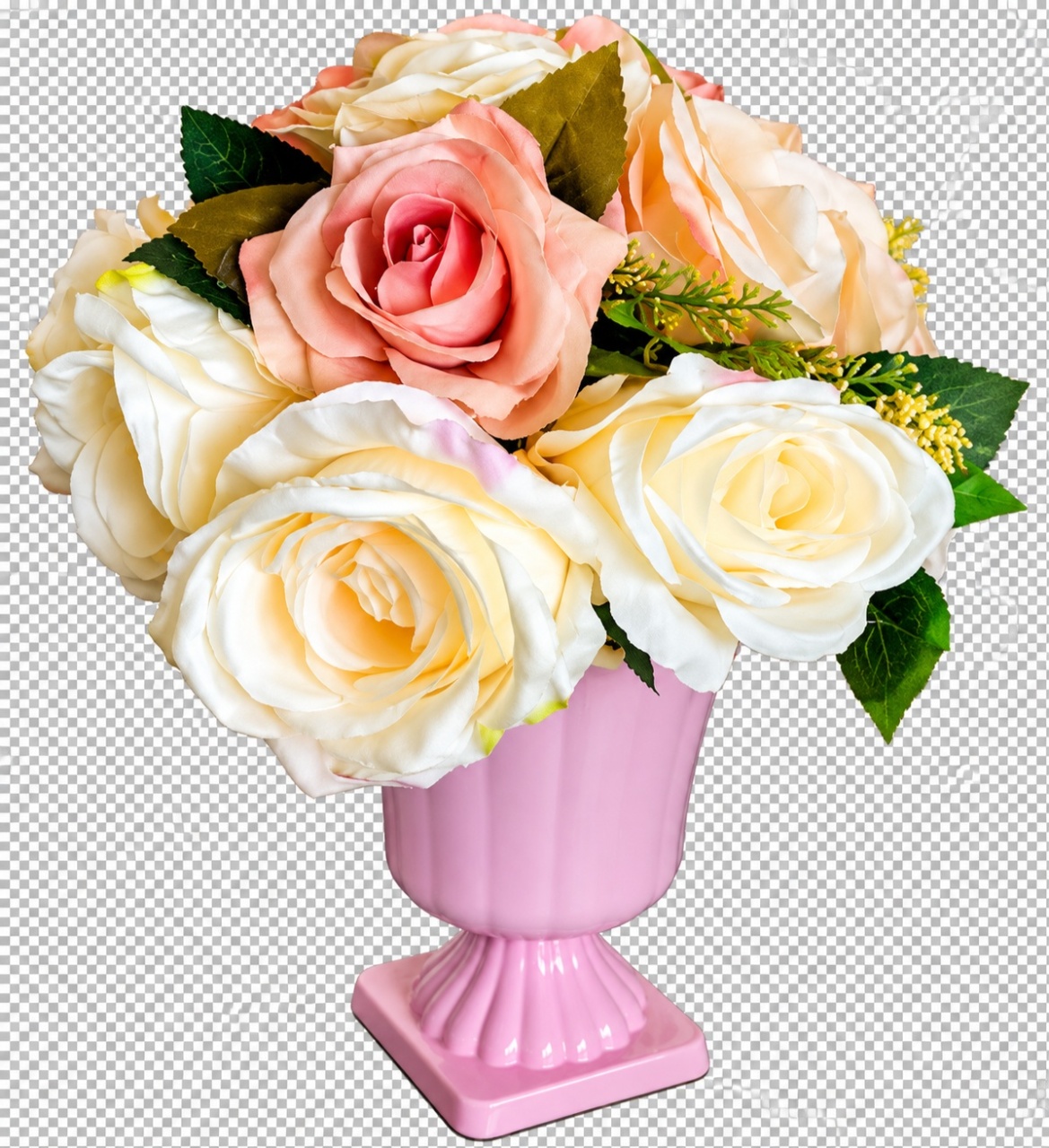 Vaso P + Arranjo Creme/ Rosa - lucia mendonça decoraçoes