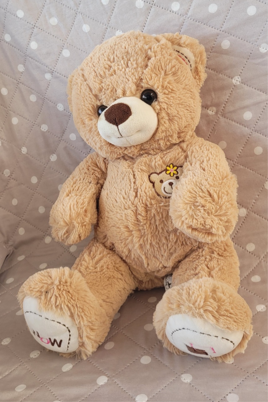 Urso M - Bege Com Bordado - lucia mendonça decoraçoes