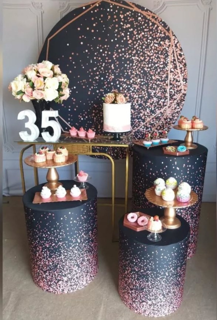 Preto/ Rosê Glitter  - lucia mendonça decoraçoes